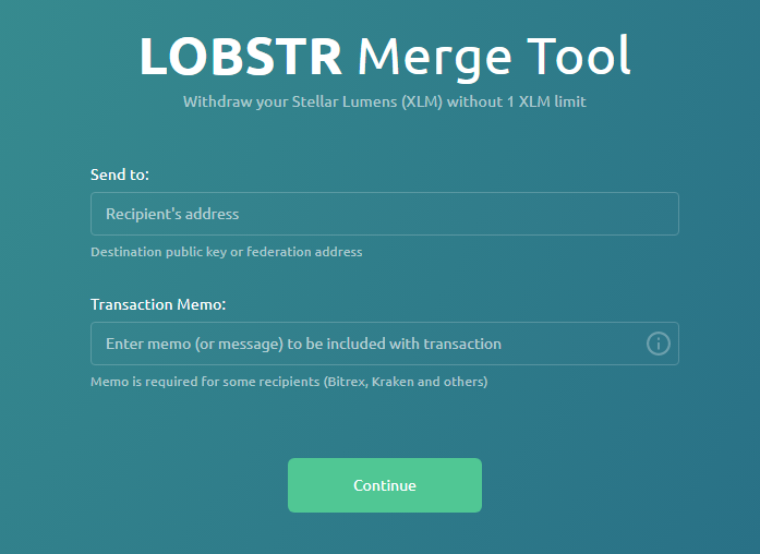 Merge Stellar Accounts using Lobstr Merge Account feature